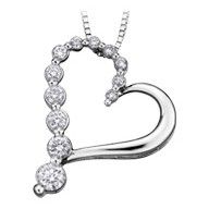 White gold diamond heart pendant